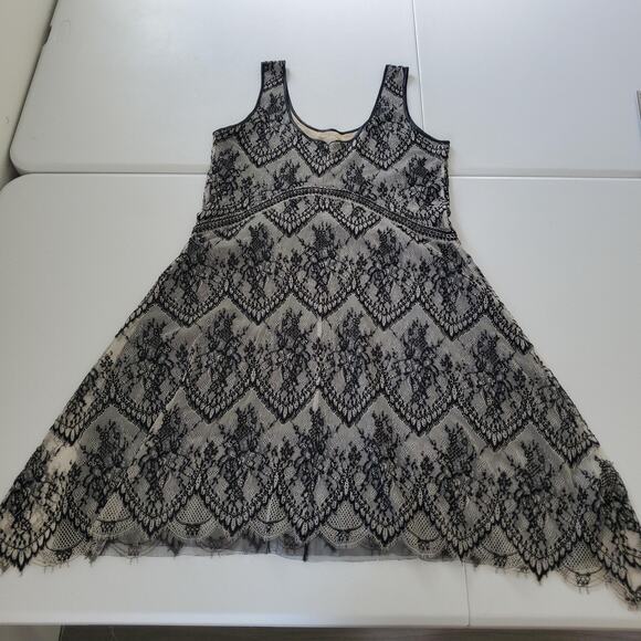 Peruvian Connection Lace Dress Womens 8 Black Sleeveless Scalloped Whimsigoth - Picture 3 of 10